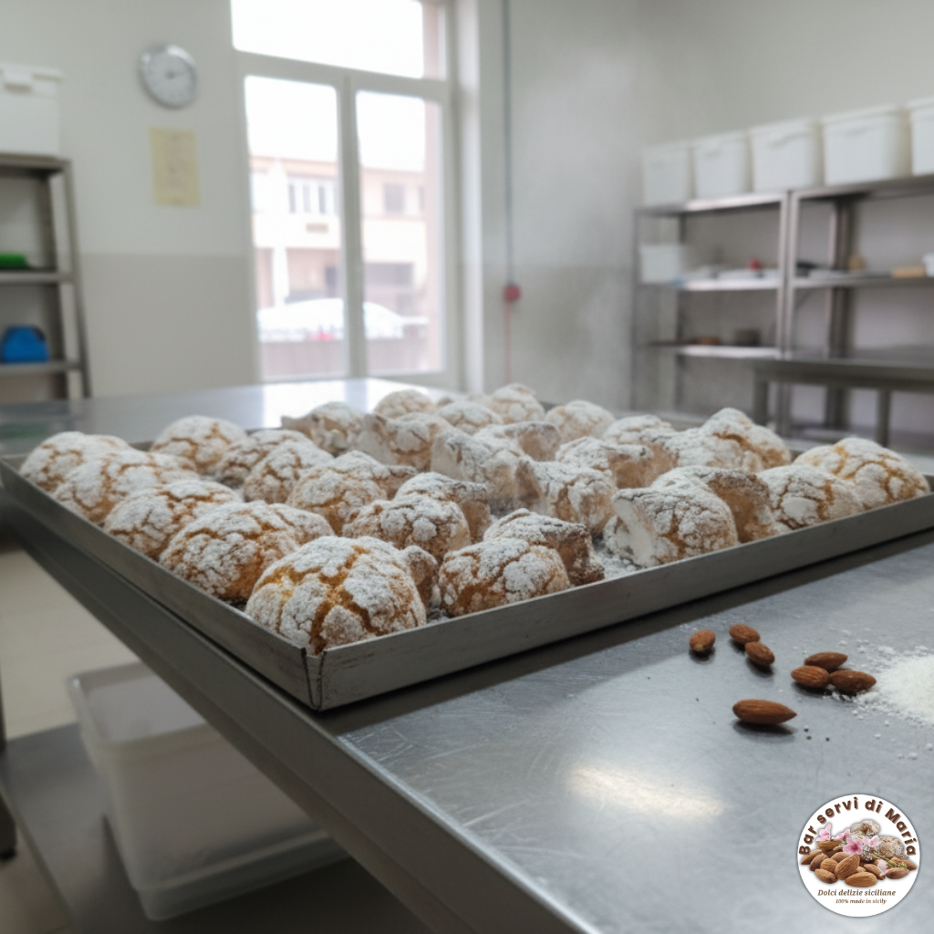 Classic almond biscuits with powdered sugar