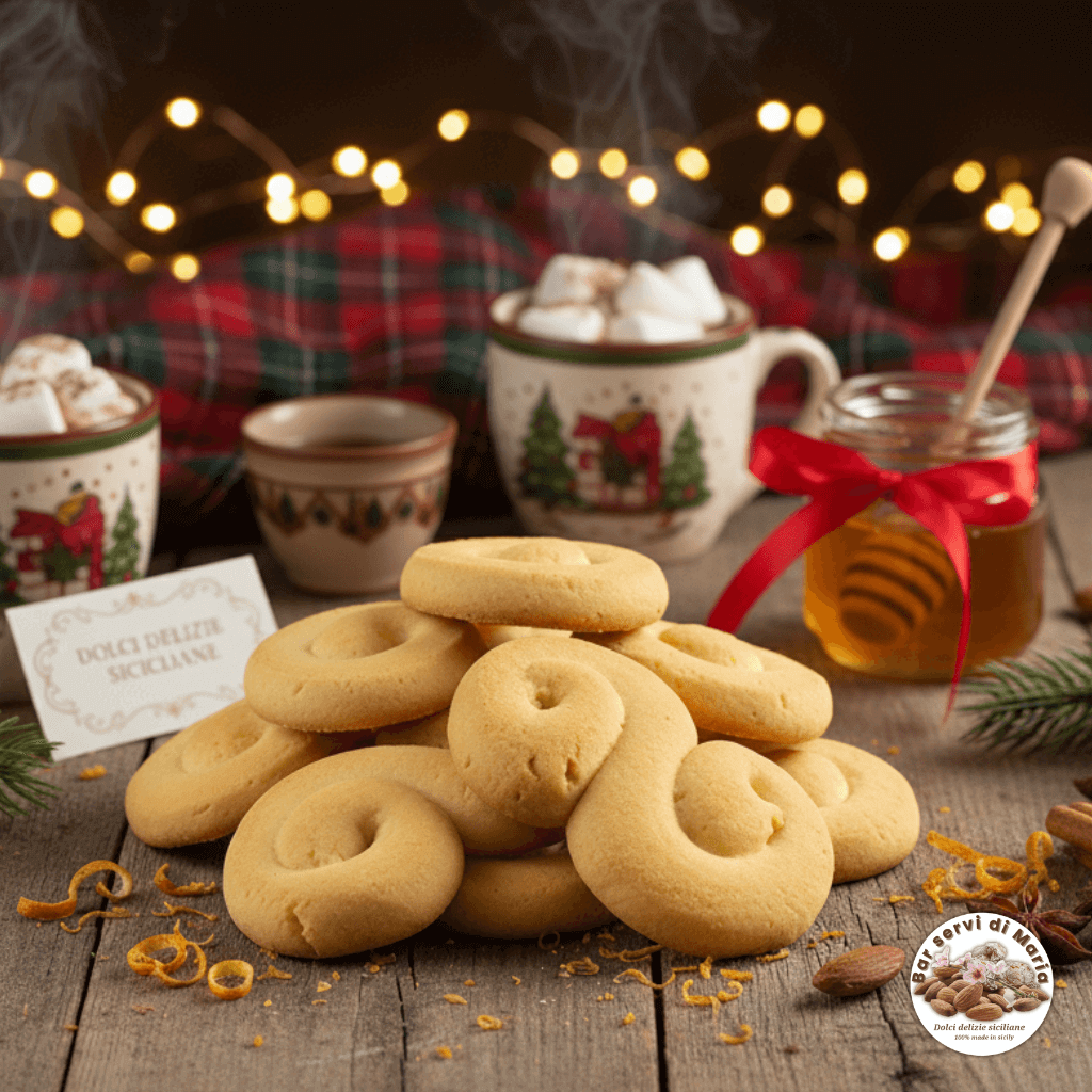biscotti al miele dolci delizie siciliane con addobbo natalizio